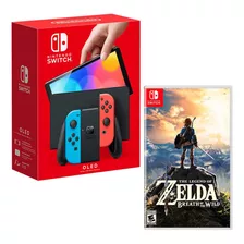 Consola Nintendo Switch Oled Neon + Zelda Breath Of The Wild