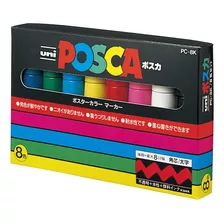 Set 8 Marcadores Uni Posca Cincel Punta Ancha Pc 8k