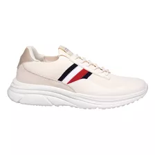 Tenis Tommy Hilfiger Para Hombre Fm0fm05135 Color Beige Claro Diseño De La Tela Liso Talla 26.5 Mx