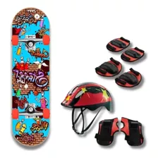Kit Skate Infantil + Proteção Completo Semi Profiss. Montado