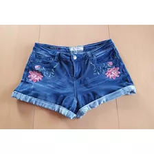 Short Jeans Azul Bordado 