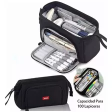 Estuche Para Lápices Gran Capacidad Y Cosméticos Organizador Color Negro