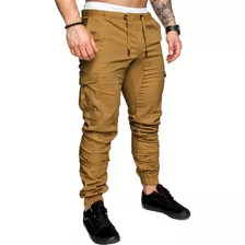 Pantalon Cargo Hombre Gabardina Elastizada Jogger Bolsillos