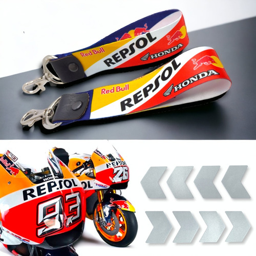 Llavero Para Moto Honda Repsol, Incluye Flechas Reflejantes Foto 3