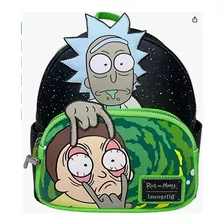 Mochila Bolso Loungefly Rick Y Morty, Brilla En La Oscuridad. Color Negro