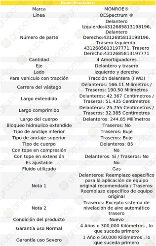 4 Amortiguadores Gas Oespectrum Saturn Relay Fwd 05-07 Foto 3