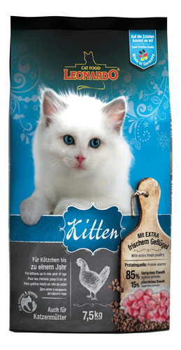 Alimento Leonardo Kitten Para Gato De Temprana Edad Sabor Mix En Bolsa De 7.5kg