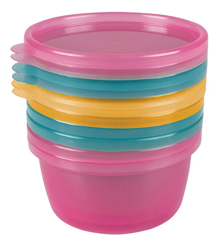 6 Potes De Papinha Bebê Congelar Armazenar Alimento Buba Cor Rosa
