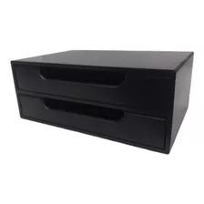 Suporte Para Monitor De Mesa Com 2 Gaveta Preto Mdf