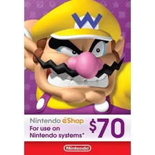Cartão Nintendo 3ds Wii U Switch Eshop Ecash $70 Dolares Usa