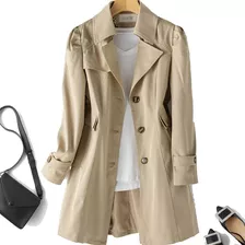 Trench Coat Feminino De Gabardine Longa Sobretudo