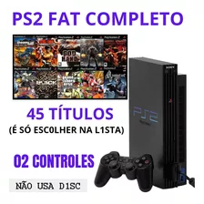 Playstation 2 Ps2 Fat Tijolão Completo + 02 Controles+ 45 Títulos! 