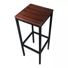 Taburete Banco Hierro Y Madera Desayunador Finger Silla Wazu