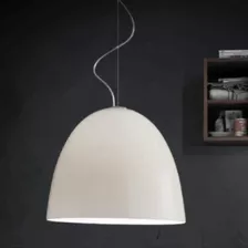 Lustre Pendente Italiano Deco E27 Branco Vidro Soprado 40cm