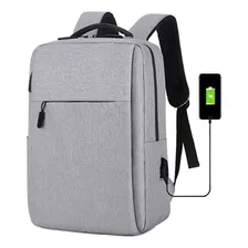 Mochila Masculina Para Notebook Reforçada Bolsa Trabalho Cor Cinza