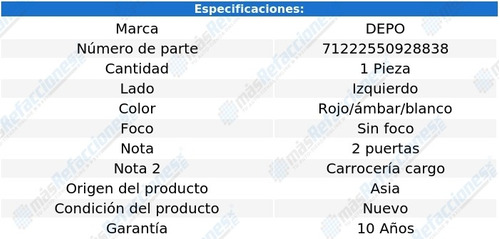 Calavera Izq Roja/ambar/blanca S/foco Renault Kangoo 07-11 Foto 4