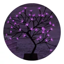 Arbol Navidad Luminoso Bonsai Luces Led Violeta Flor Cerezo