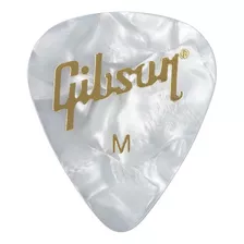 Gibson Palheta Pearloid White Medium Aprw12 74 M (paquete De 12), Color Blanco