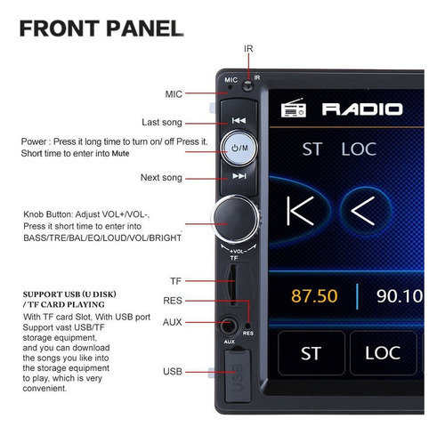 7010b Stereo Link Of Coche Screen With Touch Screen Espejo Foto 8
