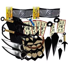 Kit Ninja Naruto Kunai Colar Azul Shuriken Bandana Minato Km