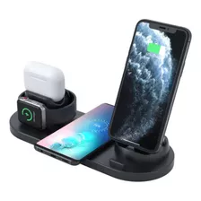 Dock Carregador Qi Sem Fio 6 In 1 Wireless Para iPhone Watch