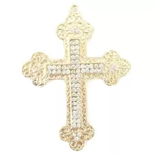 Crucifixo Cruz Para Terço De Noiva Dupla Face Banho De Ouro