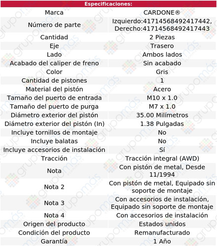 2 Mordazas De Freno Traseros Mitsubishi Eclipse Awd 95 Al 99 Foto 2