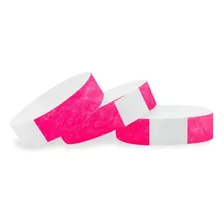 100 Pulseras Tyvek Rosado Neon (sin Impresión) Eventos!