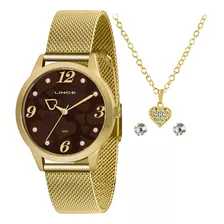 Relógio Feminino Funny Lince Dourado Lrg4724l Dourado