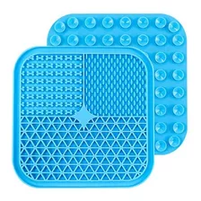 Tapete Pet De Comer Lamber 20cm Azul Quadrado Silicone