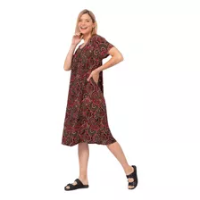 Vestido De Seda Fria Estampado Mujer Talles Grandes