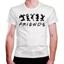 Camiseta Masculina Branca Bco Mickey Turma Friends Logo