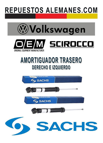 Amortiguador Trasero Vw Scirocco 2008-2018 Gas Par Sachs Foto 3
