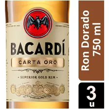 Bacardi Ron Carta Oro Pt 40° Botella X 750 Ml X3