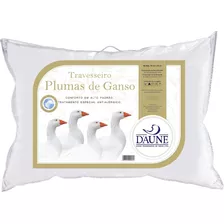 Travesseiro Daune 100% Plumas De Ganso Tradicional 70cm Cor Branco