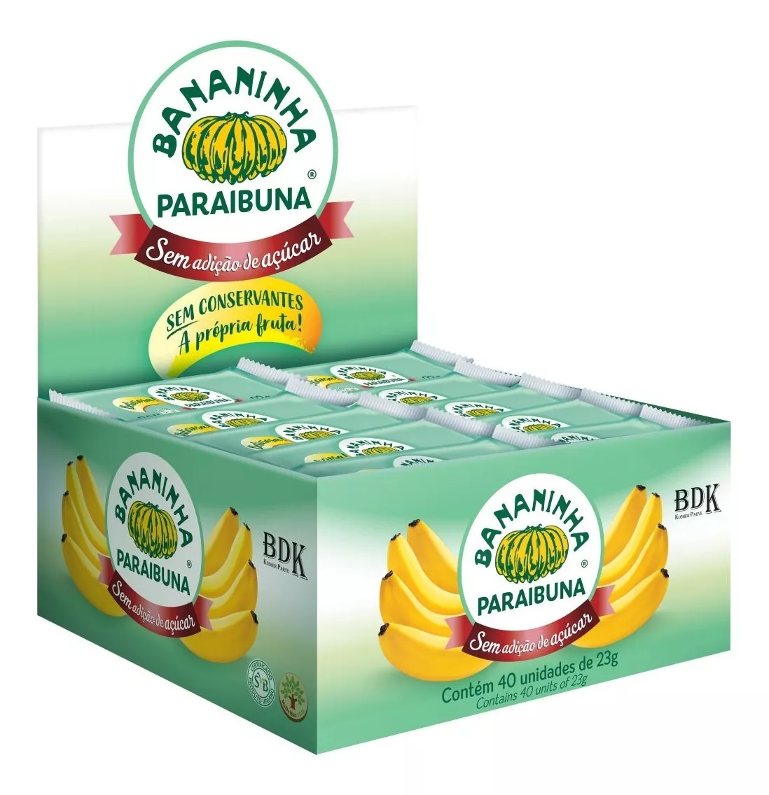 Doce De Banana Paraibuna Zero Açúcar Caixa 40un Sem Glúten