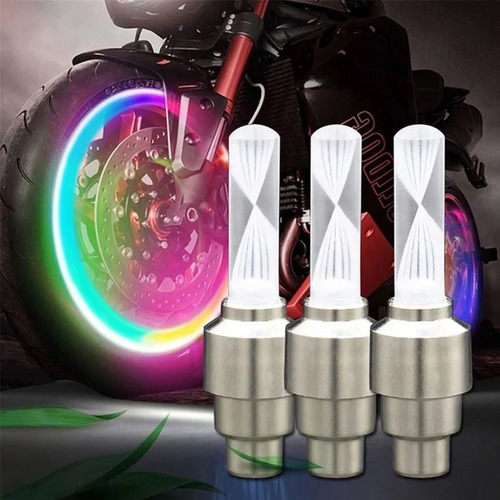 10 Tapones Led Valvula Llanta Auto Moto Bicicleta Firefly Foto 7