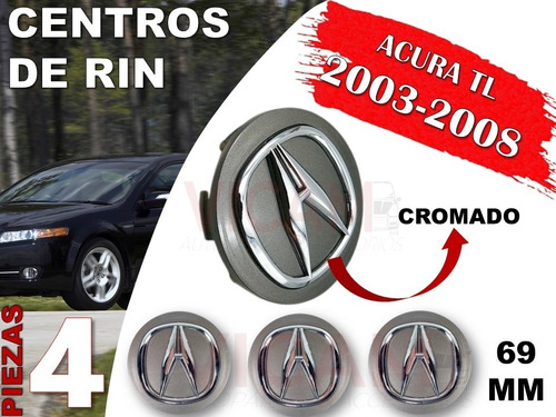 Kit De Centros De Rin Acura Tl 2003-2008 69 Mm (gris Oscuro) Foto 2