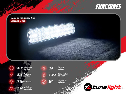 Set De Faros Luz Blanca Tunelight 192 Watts 48 Leds Jeep/4x4 Foto 4