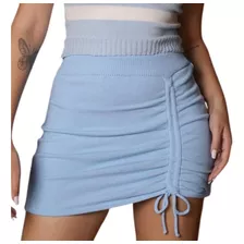 Saia Tricot Modal Lisa Feminina Cordão Transpassado