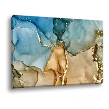 Tela Canvas Quadro Decorativo Grande Azul Abstrato 120x90 Cor Impressão Em Alta Resolução Cor Da Armação Tecido Canvas Bordas Infinitas