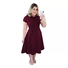 Vestido Midi Feminino C/ Sobreposição Manga Curta Evangelica