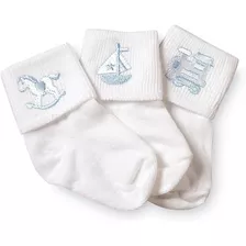 Jefferies Socks Baby Boy Collection Apliques 3 Pack Blanco