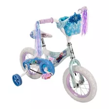 Bicicleta Infantil Huffy Disney Frozen R12 Freno Contrapedal Color Blanco/azul Con Ruedas De Entrenamiento