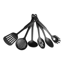 Utensilios De Cocina Nylon Negro 6 Piezas Espátula Cucharon