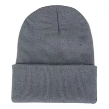 Gorro Beanie De Lana Adulto Con Doblez Negro Forro Polar