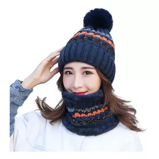 Set Calentador De Gorro Con Bufanda Para Mujer Invierno