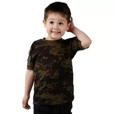 Camiseta Ranger Infantil Com Bolso Nas Mangas Bélica Argila