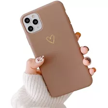 Funda Marron Para iPhone 11 Pro Max Diseno Corazon