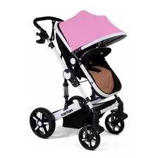 Cochecito De Paseo Cartan Stl500 Negro/rosa Con Chasis Color Blanco